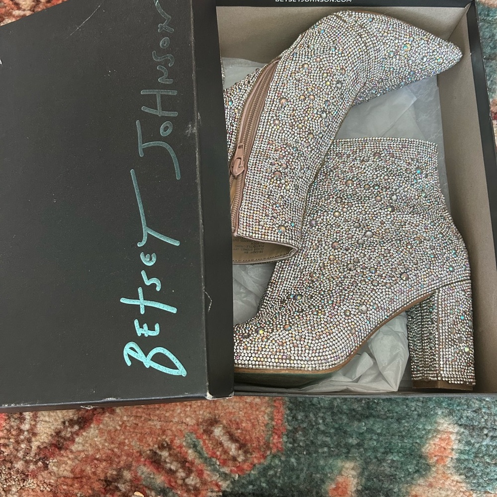 Betsey Johnson Cady Rhinestone Heeled Boots
